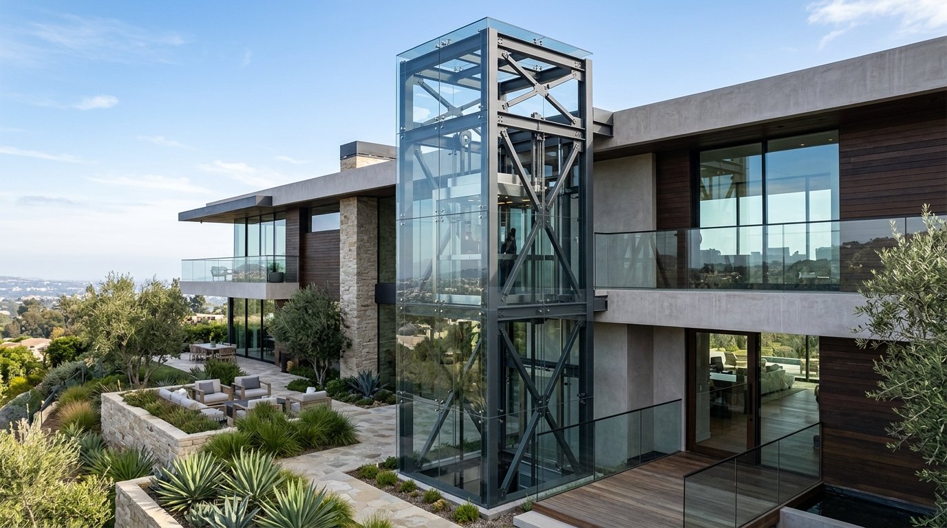 ERIS-NEXA Architectural Panoramic Glass Elevator Installation