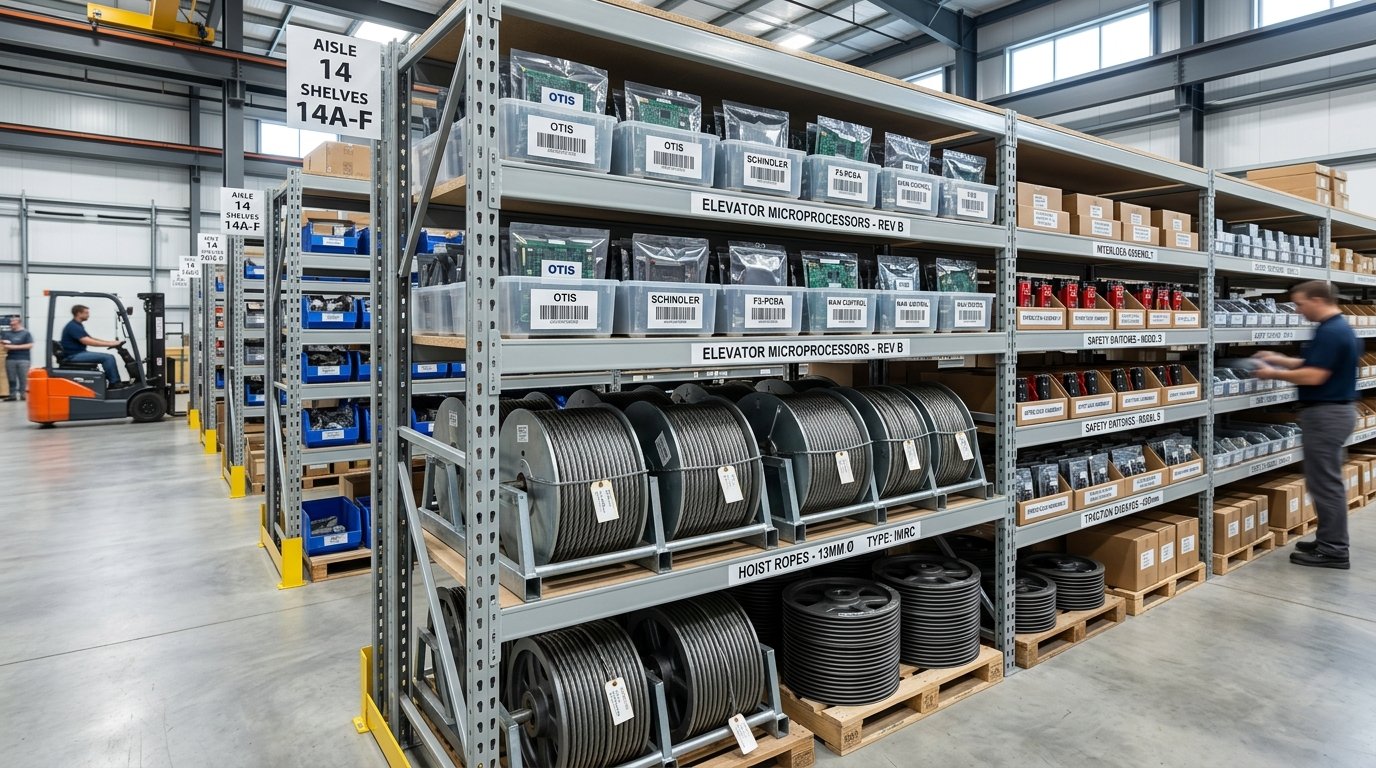 Organized Warehouse of Genuine Elevator Spare Parts